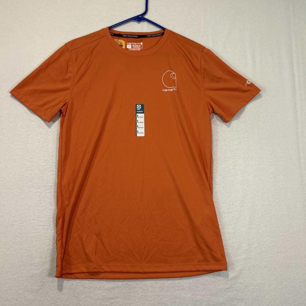 Carhartt Men’s Force Sun Defender Lightweight Logo Graphic T-Shirt Small Orange